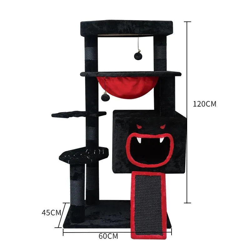 Gothic Halloween Cat Tree with Space Capsule Design Sisal Material Cat Toy and Climbing Rack Integrated Cat Villa
