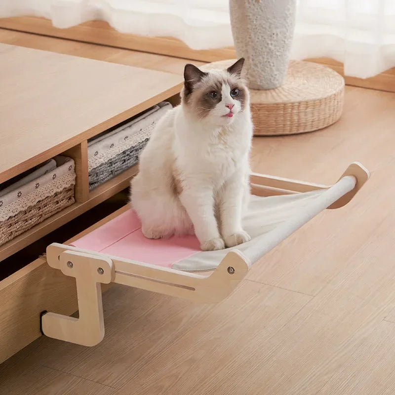 Sturdy Cat Window Wooden Assembly Hanging Bed Cotton Canvas Easy Washable Multi-Ply Plywood Hot Selling Hammock Nest Beds
