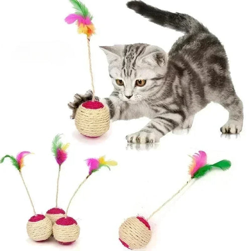1Pc Sisal Cat Toy Scratching Ball Training Interactive Toy for Kitten Pet Cat Supplies Cat Toys Interactive Feather Toy