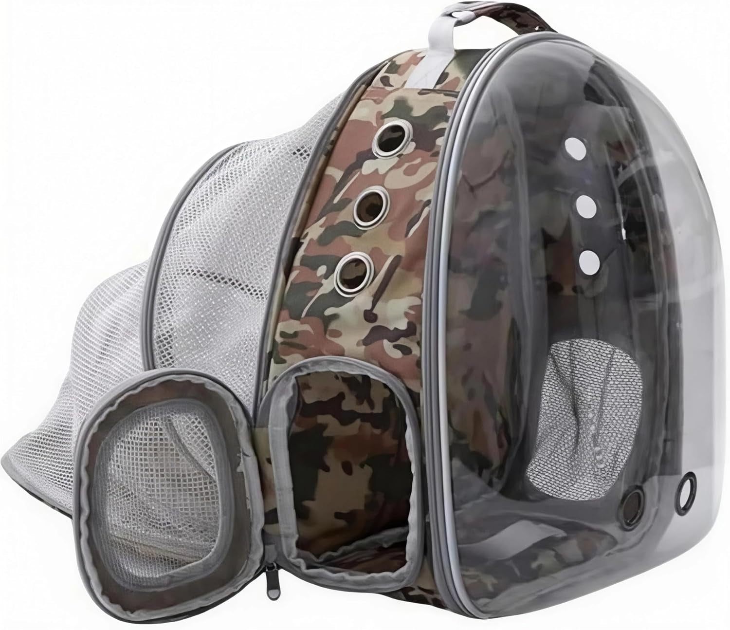 Cat Backpack Carrier Back Expandable Bubble Pet Carrier Backpack for Large Cat, Kitten and Dog, Designed for Hiking, Travelling and Outdoor Use (Back Expandable-Camo)
