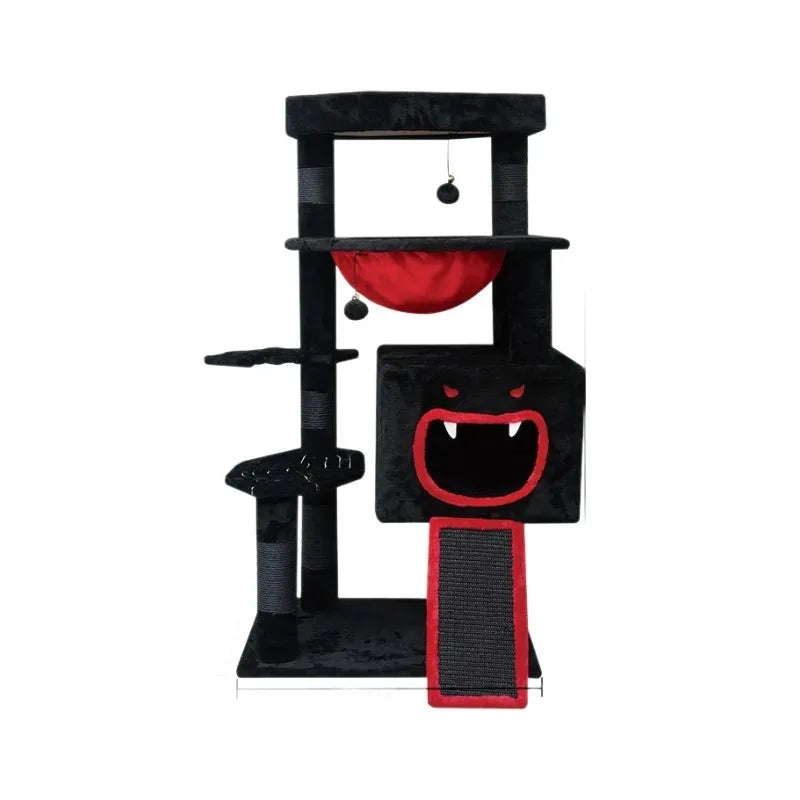 Gothic Halloween Cat Tree with Space Capsule Design Sisal Material Cat Toy and Climbing Rack Integrated Cat Villa