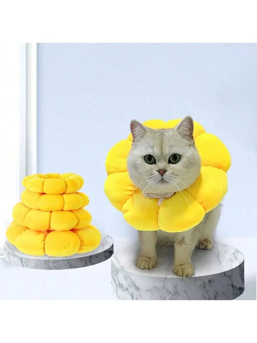 Adjustable Cat Recovery Collar Cute Solar Flower Neck Cone after Surgery
