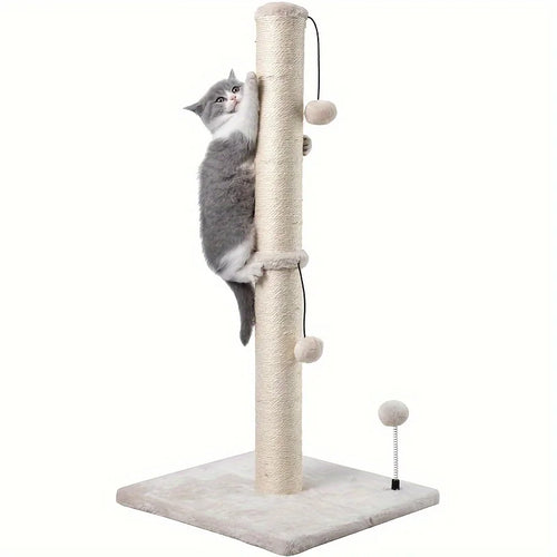 34-Inch High Cat Scratching Post Premium Basic Cat Scratching Indoor Sisal Scratching Post Tree Strap Hanging Ball for Adult Cat