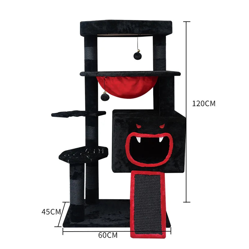 Gothic Halloween Cat Tree with Space Capsule Design Sisal Material Cat Toy and Climbing Rack Integrated Cat Villa