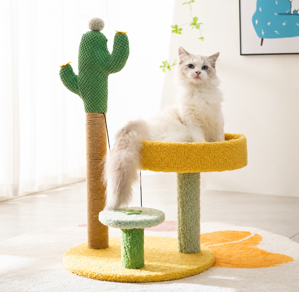 Sisal Cat Tree Cactus Style Cat Tower Kitten Climbing Frame Cute Funny Jumping Platform Sisal Cat Scratching Post Pet Supplies